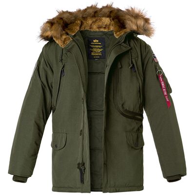 Alpha INDUSTRIES Herren Parka grün Mikrofaser unifarben grün M male Alpha INDUSTRIES Herren Parka grün Mikrofaser unifarben grün M male