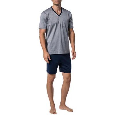Novila Herren Pyjama blau Jersey-Baumwolle unifarben blau 48 (M) male Novila Herren Pyjama blau Jersey-Baumwolle unifarben blau 48 (M) male