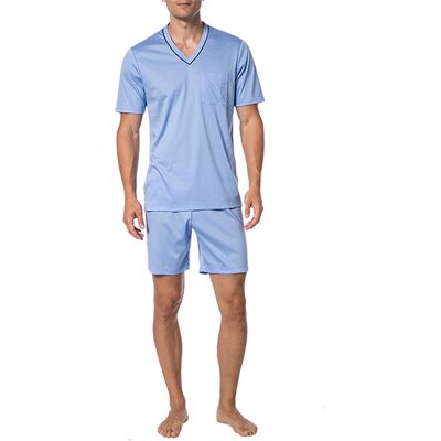 Novila Herren Pyjama blau Jersey-Baumwolle unifarben blau 48 (M) male Novila Herren Pyjama blau Jersey-Baumwolle unifarben blau 48 (M) male