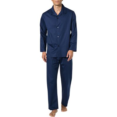 Novila Herren Pyjama blau Baumwolle unifarben blau 50 (M) male Novila Herren Pyjama blau Baumwolle unifarben blau 50 (M) male