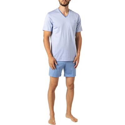 Novila Herren Pyjama blau Jersey-Baumwolle unifarben blau 52 (L) male Novila Herren Pyjama blau Jersey-Baumwolle unifarben blau 52 (L) male