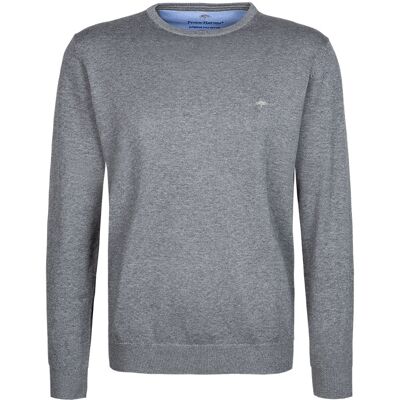 Fynch-Hatton Herren Pullover grau Baumwolle unifarben grau XL male Fynch-Hatton Herren Pullover grau Baumwolle unifarben grau XL male