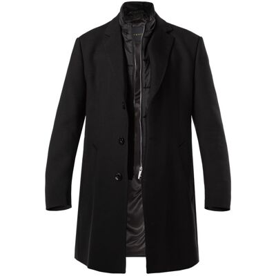 Bugatti Herren Mantel schwarz Wolle unifarben schwarz 52 (L) male Bugatti Herren Mantel schwarz Wolle unifarben schwarz 52 (L) male