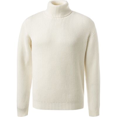 CROSSLEY Herren Rollkragenpullover weiß Wolle unifarben weiß M male CROSSLEY Herren Rollkragenpullover weiß Wolle unifarben weiß M male