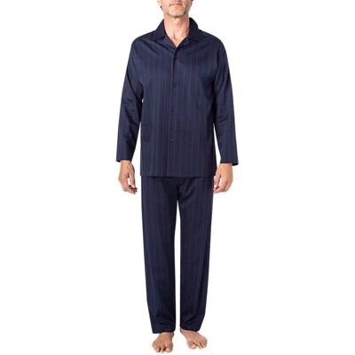 Novila Herren Pyjama blau Baumwolle gemustert blau 48 (M) male Novila Herren Pyjama blau Baumwolle gemustert blau 48 (M) male
