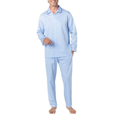 Novila Herren Pyjama blau Baumwolle gemustert blau 48 (M) male Novila Herren Pyjama blau Baumwolle gemustert blau 48 (M) male