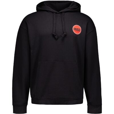 HUGO Herren Hoodie schwarz Baumwolle unifarben schwarz S male HUGO Herren Hoodie schwarz Baumwolle unifarben schwarz S male