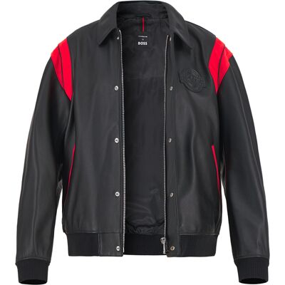 Boss Black Herren Blouson schwarz Lammnappa unifarben schwarz 54 (XL) male Boss Black Herren Blouson schwarz Lammnappa unifarben schwarz 54 (XL) male