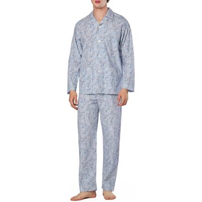 van Laack Herren Pyjama blau Baumwolle gemustert blau 50 (M) male van Laack Herren Pyjama blau Baumwolle gemustert blau 50 (M) male