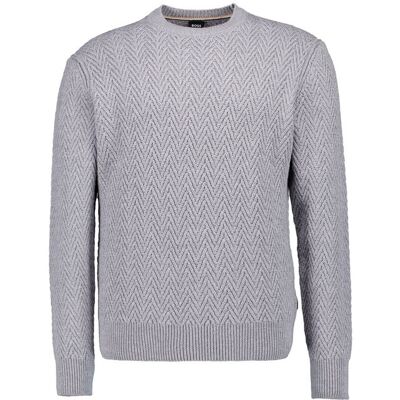 Boss Black Herren Pullover grau Schurwolle unifarben grau L male Boss Black Herren Pullover grau Schurwolle unifarben grau L male