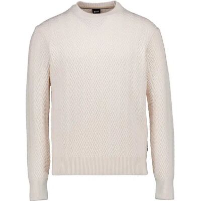 Boss Black Herren Pullover weiß Schurwolle unifarben weiß M male Boss Black Herren Pullover weiß Schurwolle unifarben weiß M male