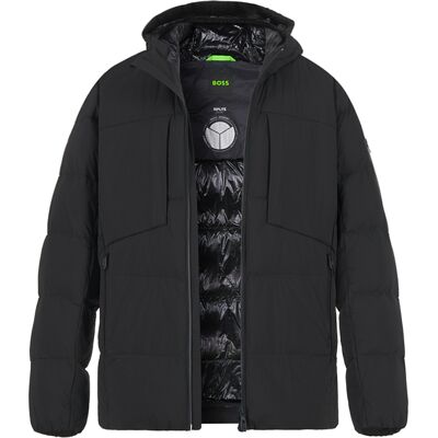 Boss Green Herren Daunenjacke schwarz Mikrofaser unifarben schwarz M male Boss Green Herren Daunenjacke schwarz Mikrofaser unifarben schwarz M male