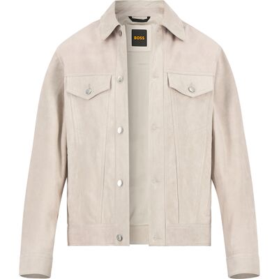 Boss Orange Herren Lederjacke grau Ziegenvelours unifarben grau 48 (S) male Boss Orange Herren Lederjacke grau Ziegenvelours unifarben grau 48 (S) male