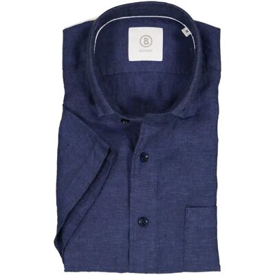 BOGNER Herren Kurzarmhemd blau Leinen blau M male BOGNER Herren Kurzarmhemd blau Leinen blau M male
