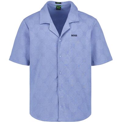 Boss Green Herren Kurzarmhemd blau Jersey blau L male Boss Green Herren Kurzarmhemd blau Jersey blau L male