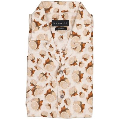 Bugatti Herren Kurzarmhemd beige Leinen beige M male Bugatti Herren Kurzarmhemd beige Leinen beige M male