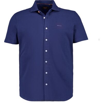 N.Z.A. Herren Kurzarmhemd blau Baumwoll-Piqué blau L male N.Z.A. Herren Kurzarmhemd blau Baumwoll-Piqué blau L male