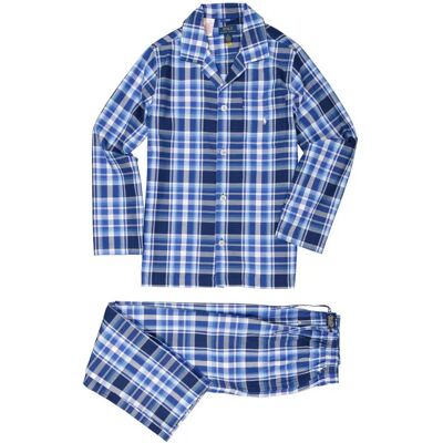 Polo Ralph Lauren Herren Schlafanzüge blau Baumwolle kariert blau S male Polo Ralph Lauren Herren Schlafanzüge blau Baumwolle kariert blau S male