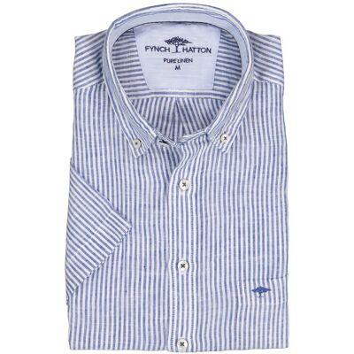 Fynch-Hatton Herren Kurzarmhemd blau Leinen blau XL male Fynch-Hatton Herren Kurzarmhemd blau Leinen blau XL male