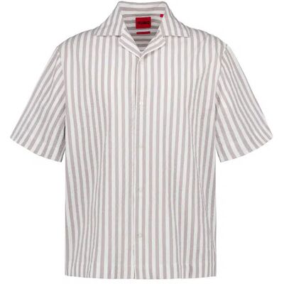 HUGO Herren Kurzarmhemd braun Baumwoll-Stretch braun XXL male HUGO Herren Kurzarmhemd braun Baumwoll-Stretch braun XXL male