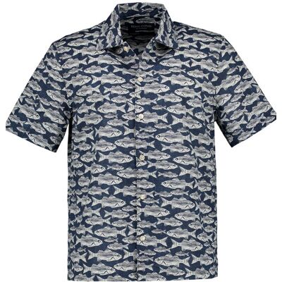 Marc O' Polo Kurzarmhemd blau Baumwolle blau XL male Marc O' Polo Kurzarmhemd blau Baumwolle blau XL male