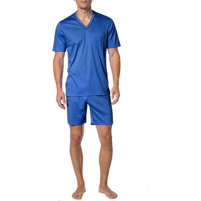 Novila Herren Pyjama blau Jersey-Baumwolle unifarben blau 48 (M) male Novila Herren Pyjama blau Jersey-Baumwolle unifarben blau 48 (M) male