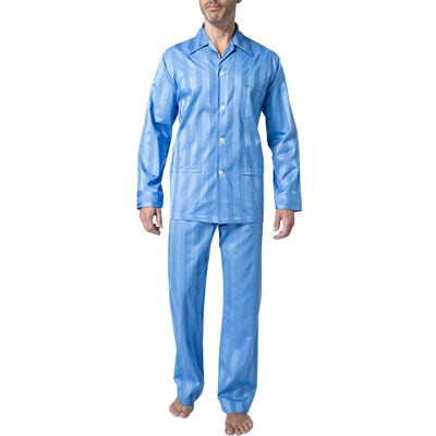 DEREK ROSE Herren Pyjama blau Baumwolle gestreift blau S male DEREK ROSE Herren Pyjama blau Baumwolle gestreift blau S male