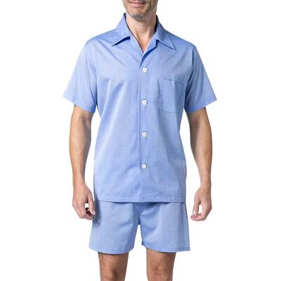 DEREK ROSE Herren Pyjama blau Baumwolle unifarben blau XL male DEREK ROSE Herren Pyjama blau Baumwolle unifarben blau XL male