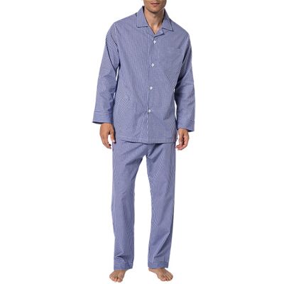 Novila Herren Pyjama blau Baumwolle kariert blau 102 (L) male Novila Herren Pyjama blau Baumwolle kariert blau 102 (L) male