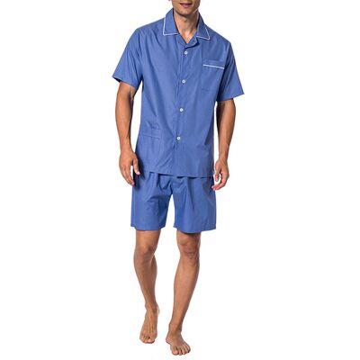 Novila Herren Pyjama blau Baumwolle unifarben blau 52 (L) male Novila Herren Pyjama blau Baumwolle unifarben blau 52 (L) male