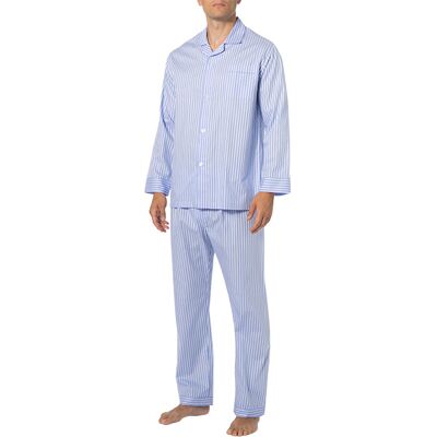 Novila Herren Pyjama blau Baumwolle gestreift blau 48 (M) male Novila Herren Pyjama blau Baumwolle gestreift blau 48 (M) male