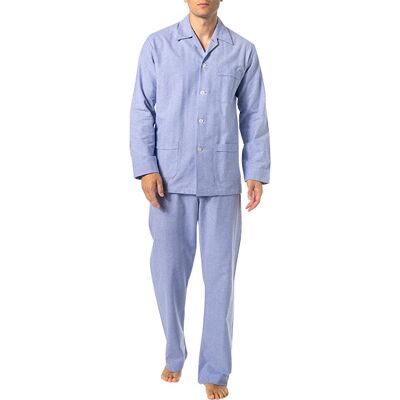 DEREK ROSE Herren Pyjama blau Baumwolle unifarben blau XL male DEREK ROSE Herren Pyjama blau Baumwolle unifarben blau XL male