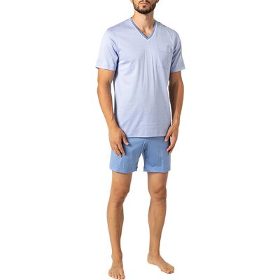 Novila Herren Pyjama blau Jersey-Baumwolle unifarben blau 50 (M) male Novila Herren Pyjama blau Jersey-Baumwolle unifarben blau 50 (M) male