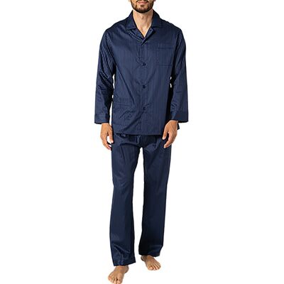 Novila Herren Pyjama blau Baumwolle gestreift blau 48 (M) male Novila Herren Pyjama blau Baumwolle gestreift blau 48 (M) male