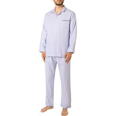 Novila Herren Pyjama blau Flanell unifarben blau 52 (L) male Novila Herren Pyjama blau Flanell unifarben blau 52 (L) male
