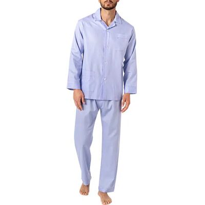 Novila Herren Pyjama blau Baumwolle unifarben blau 48 (M) male Novila Herren Pyjama blau Baumwolle unifarben blau 48 (M) male