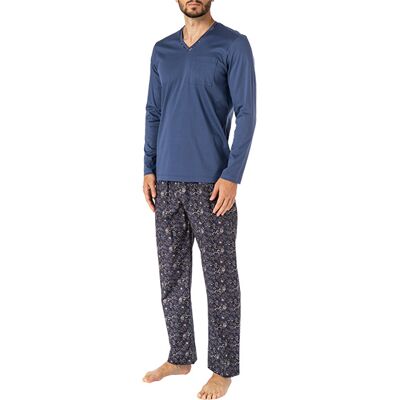 Novila Herren Pyjama blau Baumwolle gemustert blau 52 (L) male Novila Herren Pyjama blau Baumwolle gemustert blau 52 (L) male