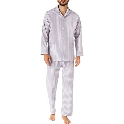 Novila Herren Pyjama beige Baumwolle gestreift beige 48 (M) male Novila Herren Pyjama beige Baumwolle gestreift beige 48 (M) male