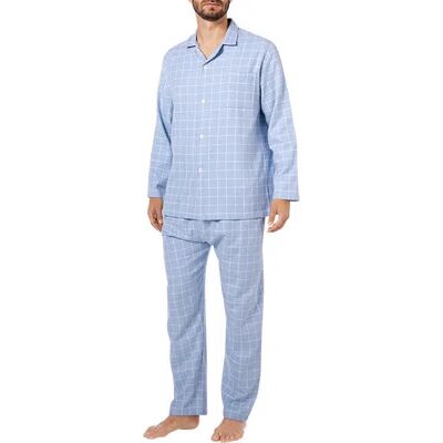 Novila Herren Pyjama blau Stoff kariert blau 50 (M) male Novila Herren Pyjama blau Stoff kariert blau 50 (M) male