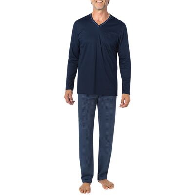 Novila Herren Pyjama grau Jersey-Baumwolle gemustert grau 48 (M) male Novila Herren Pyjama grau Jersey-Baumwolle gemustert grau 48 (M) male
