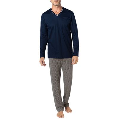 Novila Herren Pyjama blau Jersey-Baumwolle gemustert blau 48 (M) male Novila Herren Pyjama blau Jersey-Baumwolle gemustert blau 48 (M) male