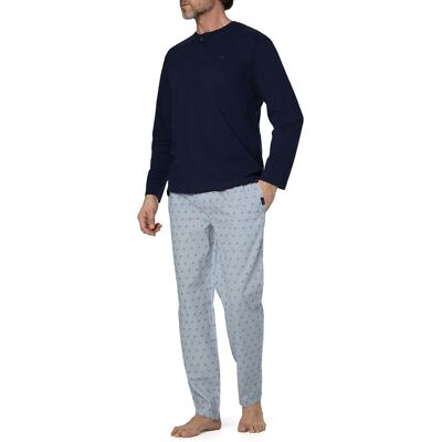 Bugatti Herren Pyjama blau Jersey-Baumwolle gemustert blau 56 (XXL) male Bugatti Herren Pyjama blau Jersey-Baumwolle gemustert blau 56 (XXL) male