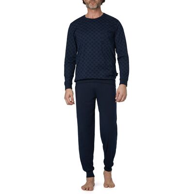 Bugatti Herren Pyjama blau Jersey-Baumwolle gemustert blau 48 (M) male Bugatti Herren Pyjama blau Jersey-Baumwolle gemustert blau 48 (M) male