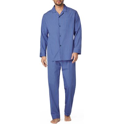 Novila Herren Pyjama blau Baumwolle gestreift blau 54 (XL) male Novila Herren Pyjama blau Baumwolle gestreift blau 54 (XL) male