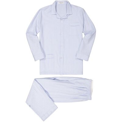 Novila Herren Pyjama blau Flanell gestreift blau 50 (M) male Novila Herren Pyjama blau Flanell gestreift blau 50 (M) male