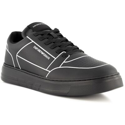 Giorgio Armani EMPORIO ARMANI Herren Sneaker schwarz Glattleder schwarz 43 (9) male Giorgio Armani EMPORIO ARMANI Herren Sneaker schwarz Glattleder schwarz 43 (9) male