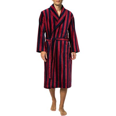 DEREK ROSE Herren Bademantel blau Velours gestreift blau L male DEREK ROSE Herren Bademantel blau Velours gestreift blau L male
