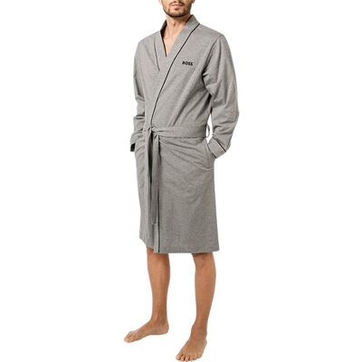 Boss Black Herren Bademantel grau Baumwolle unifarben grau M male Boss Black Herren Bademantel grau Baumwolle unifarben grau M male
