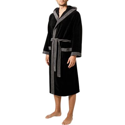 Morgenstern Herren Kapuzenbademantel schwarz unifarben schwarz XL male Morgenstern Herren Kapuzenbademantel schwarz unifarben schwarz XL male