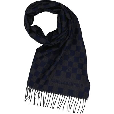 KARL LAGERFELD Herren Schal blau Woll-Stoff kariert ONESIZE KARL LAGERFELD Herren Schal blau Woll-Stoff kariert ONESIZE